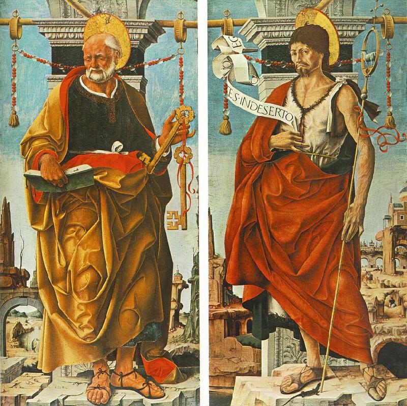 St Peter and St John the Baptist (Griffoni Polyptych) drg, COSSA, Francesco del